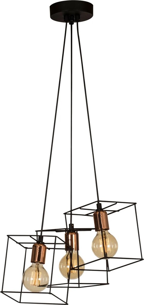 Candeeiro de Teto Fellini – Preto e Cobre – 40 x 15 cm