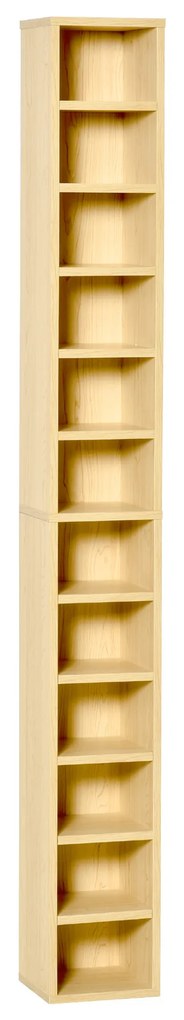 HOMCOM Armazenamento para CD e DVD Estante de Coluna de Armazenamento 12 Compartimentos Máxima 204 CD 21x20x175 cm Madeira Natura | Aosom Portugal