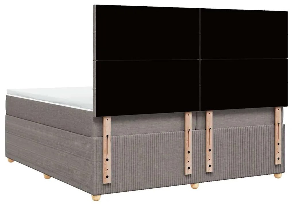Cama com molas/colchão 200x200 cm tecido castanho-acinzentado