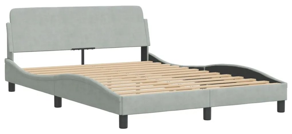 Estrutura de cama c/ cabeceira 140x190 cm veludo cinzento-claro