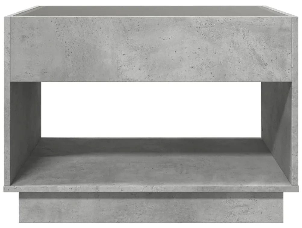 Mesa de centro luzes LED Infinity 90x50x50 cm cinzento cimento