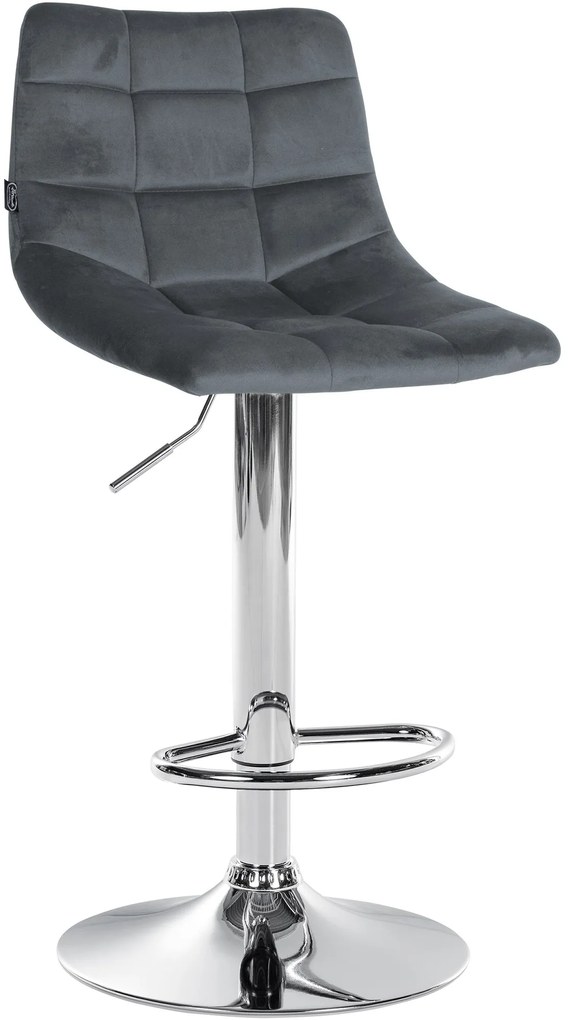 Conjunto de 2 bancos de bar Jerry em veludo com estrutura cromada 87-108,5 x 43 x 46,5 cm Cinzento escuro