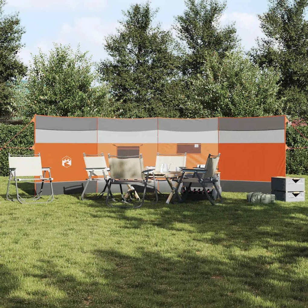 Corta-vento de campismo 510x153 cm impermeável cinza/laranja