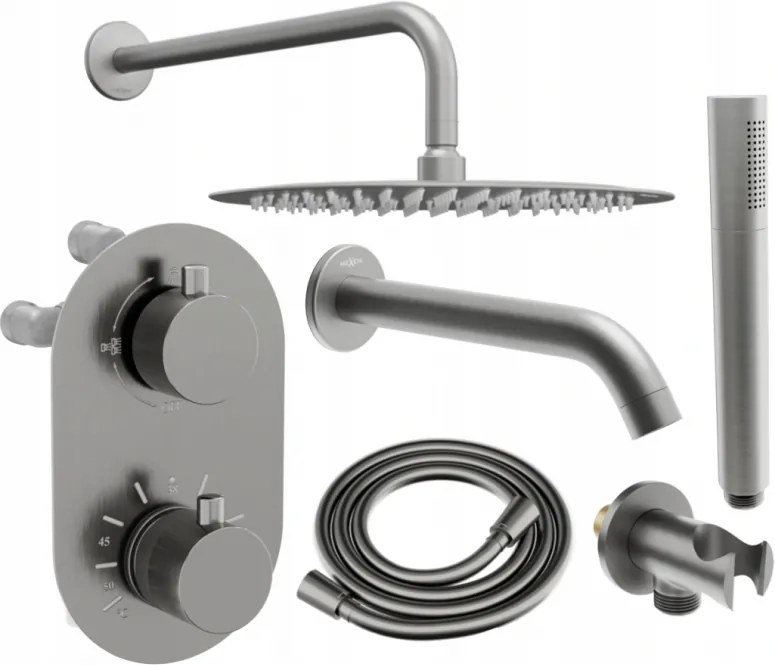 Mexen Kai DR70 conjunto de banho e duche embutido com chuveiro de 30 cm, grafite - 77602DR70301-66