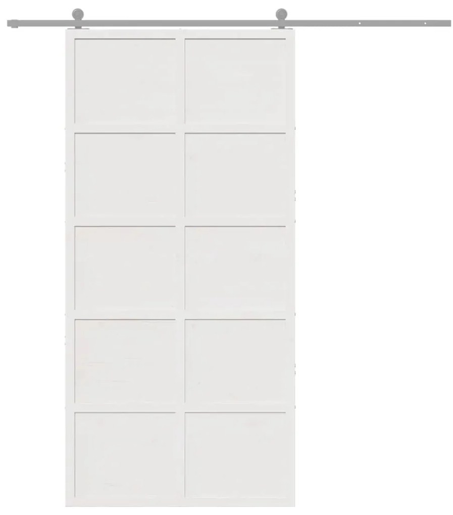 Porta de celeiro 100x208 cm madeira de pinho maciça branco