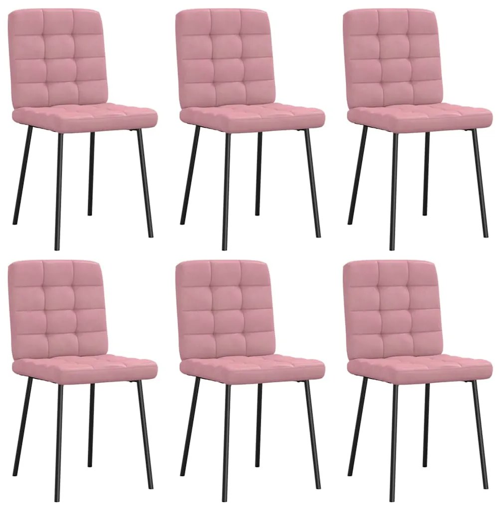 vidaXL Cadeiras de jantar 6 pcs veludo rosa