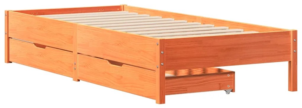 Cama sem colchão 90x190 cm madeira de pinho maciça castanho-mel