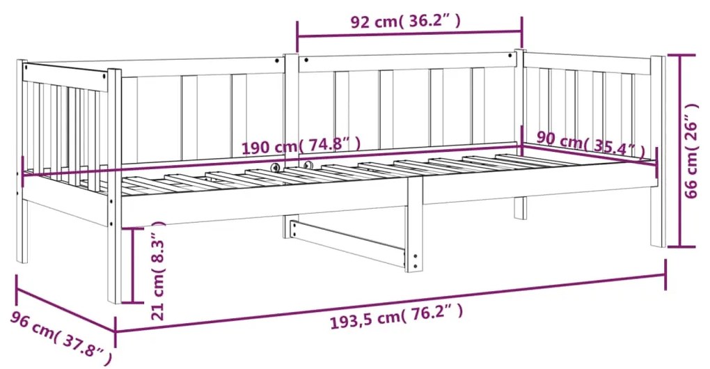 Sofá-cama 90x190 cm madeira de pinho maciça branco