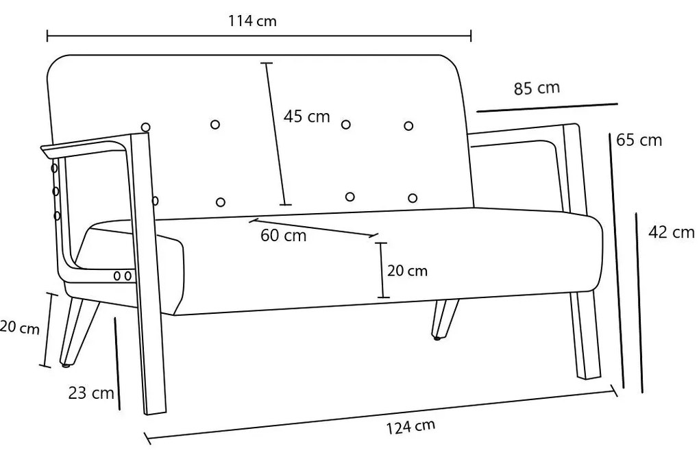 Sofá de 2 Lugares Kemer – Creme – 114 cm x 80 cm x 85 cm