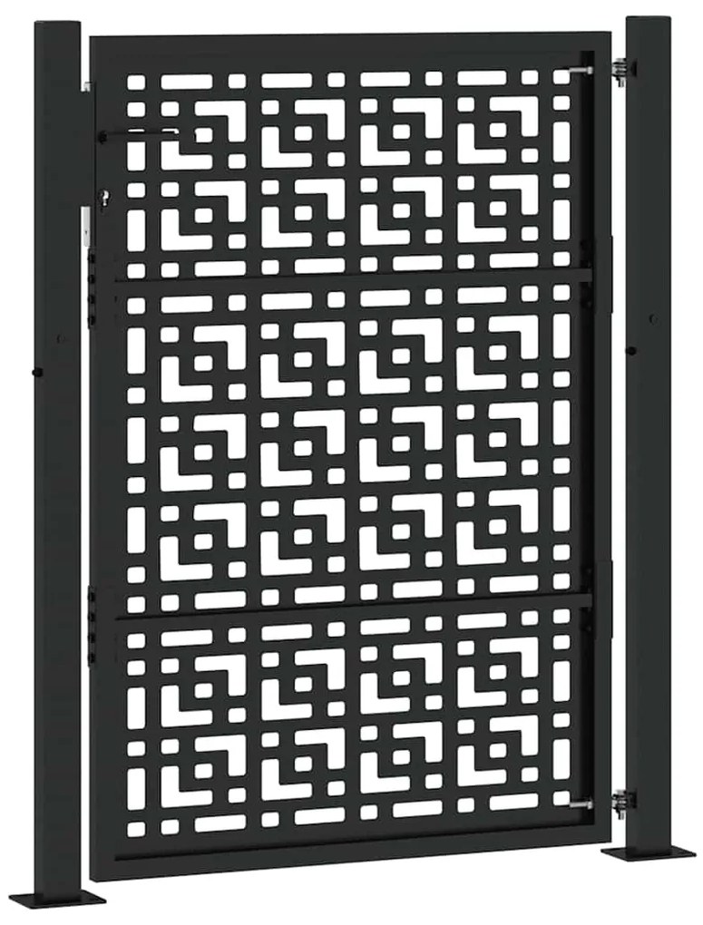 Portão de jardim 105x130 cm preto design cruzado de aço