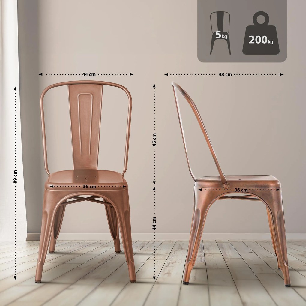 Cadeira metálica Benedikt 89 x 44 x 48 cm Cobre