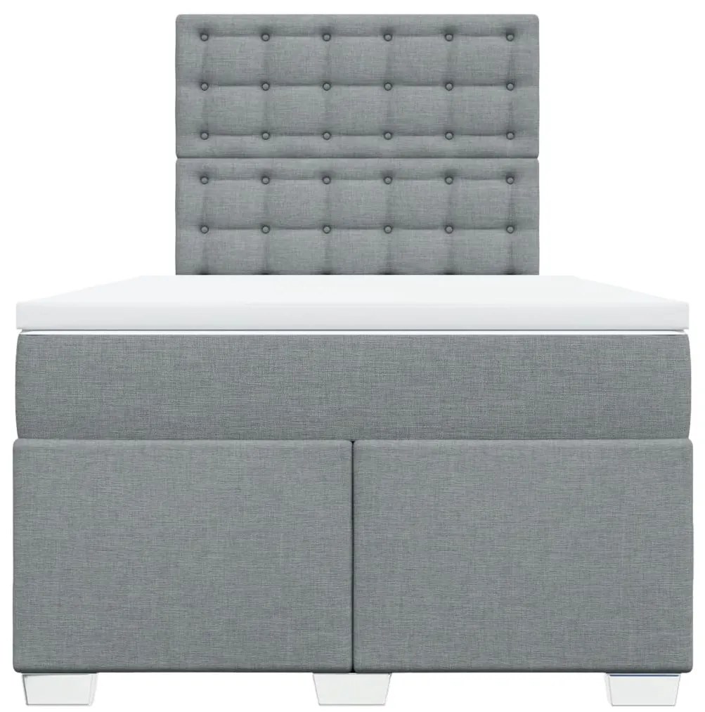 Cama boxspring com colchão 120x190 cm tecido cinzento-claro