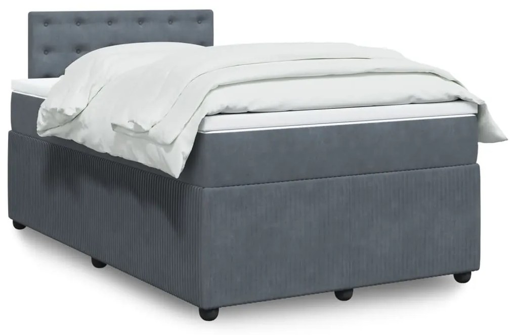 Cama boxspring com colchão 120x190 cm veludo cinzento-escuro