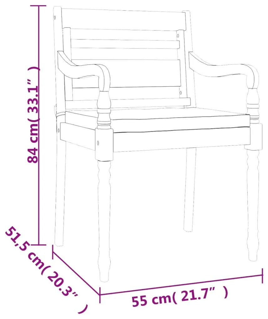 5 pcs conjunto de jantar p/ jardim c/ almofadões teca maciça