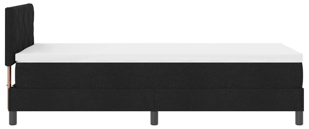 Cama Box Spring com Colchão & LED Preto 90x200 cm Tecido