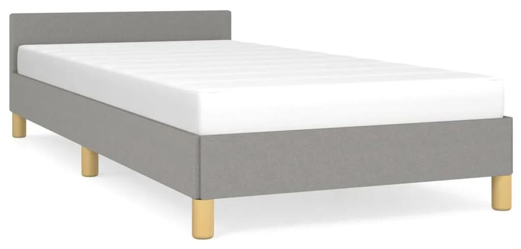 Estrutura de cama c/ cabeceira 100x200 cm tecido cinza-claro