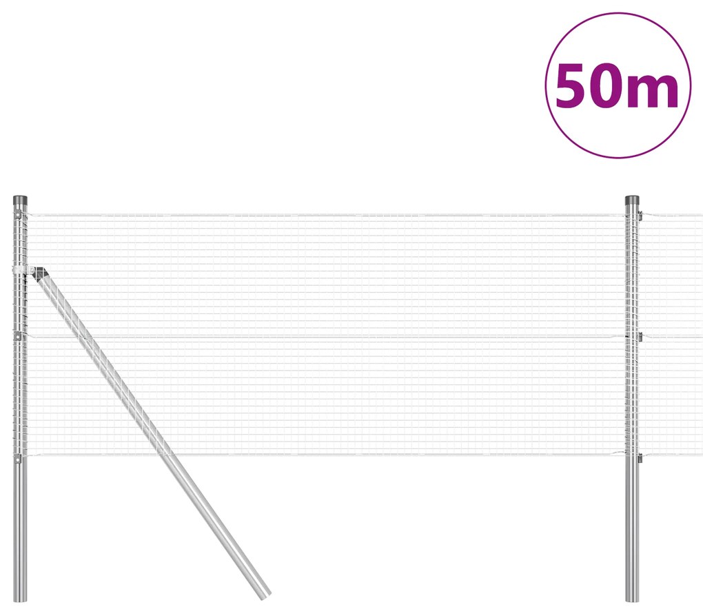 Cerca de Fios Soldados com 13 Postes 0.8x50 m de Aço Galvanizado