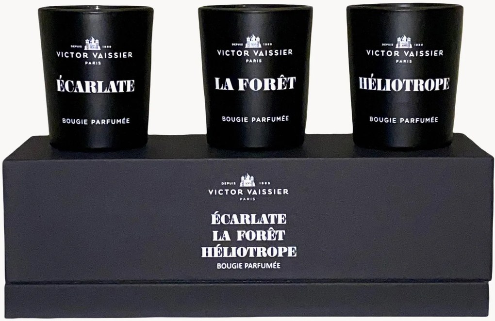 Velas perfumadas Bougie (escarlate, heliotrópio, La Forêt), conjunto de 3