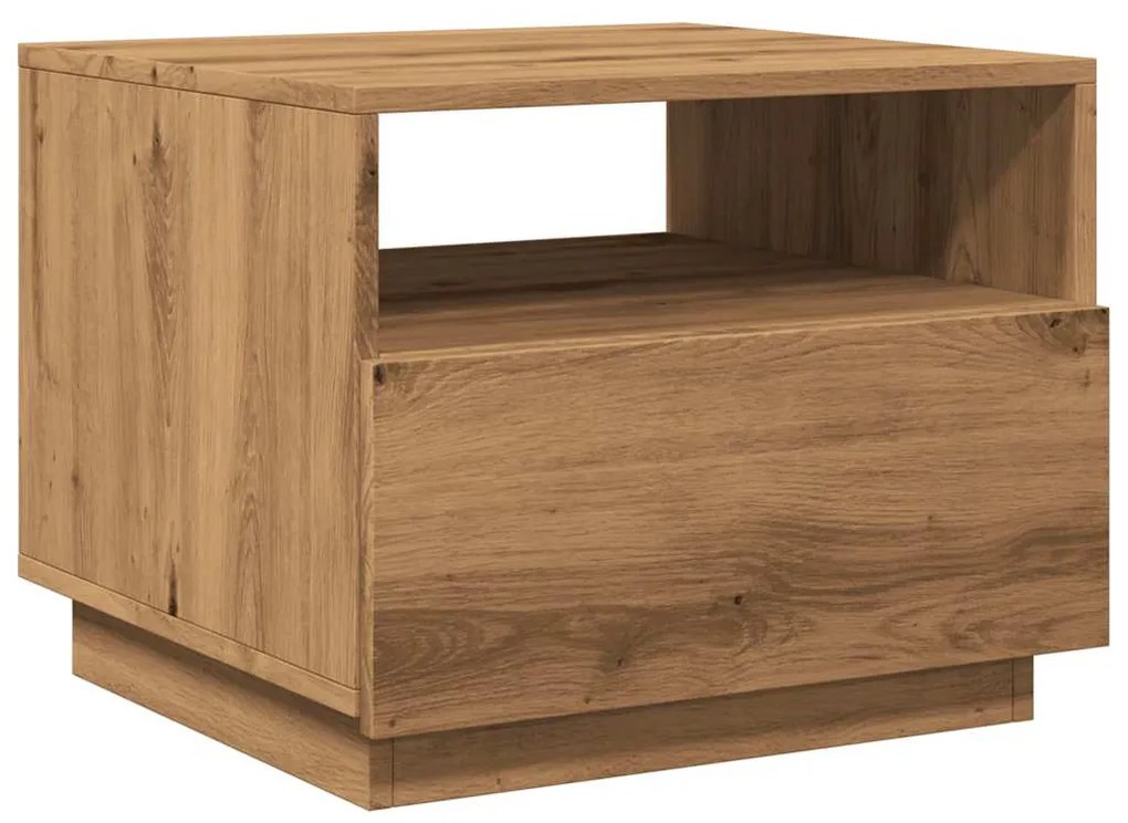 Mesa de centro com luzes LED 50x49x40 cm carvalho artesanal