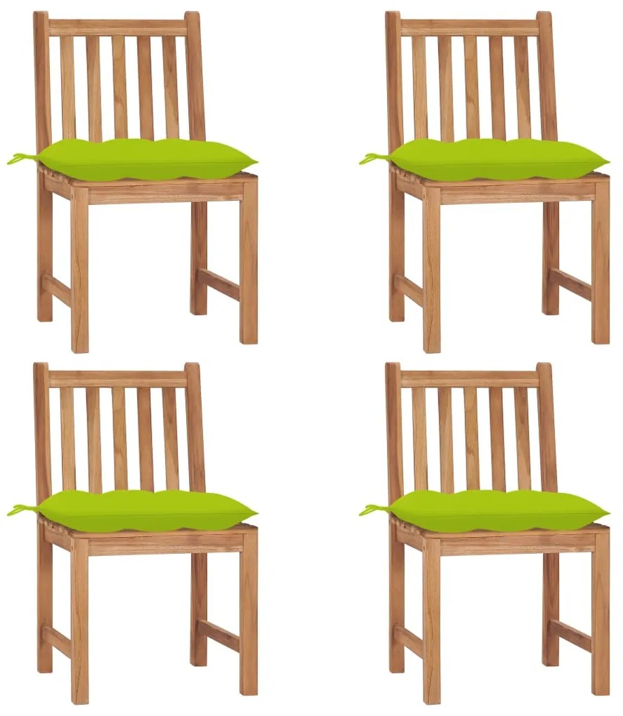 Cadeiras de jardim c/ almofadões 4 pcs madeira de teca maciça