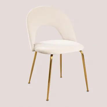 Cadeira de Jantar de Veludo Glorys Style Crema & Dourado - Sklum