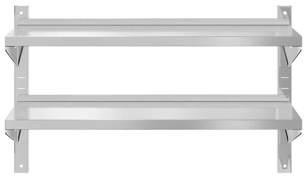 Estante parede 2 prateleiras 100x40x60 cm aço inoxidável prata
