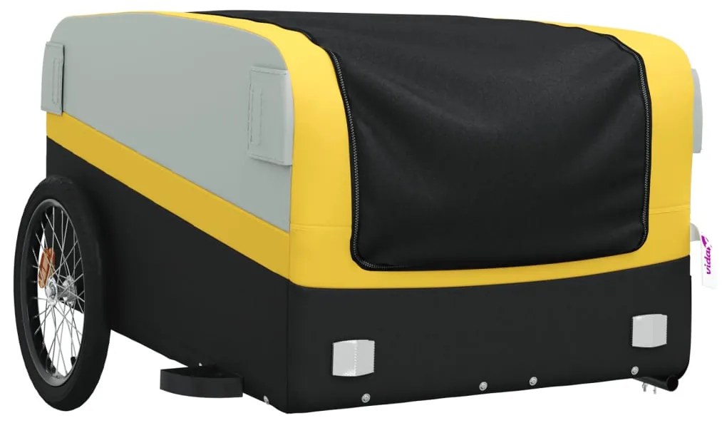 Reboque para bicicleta 45 kg ferro preto e amarelo