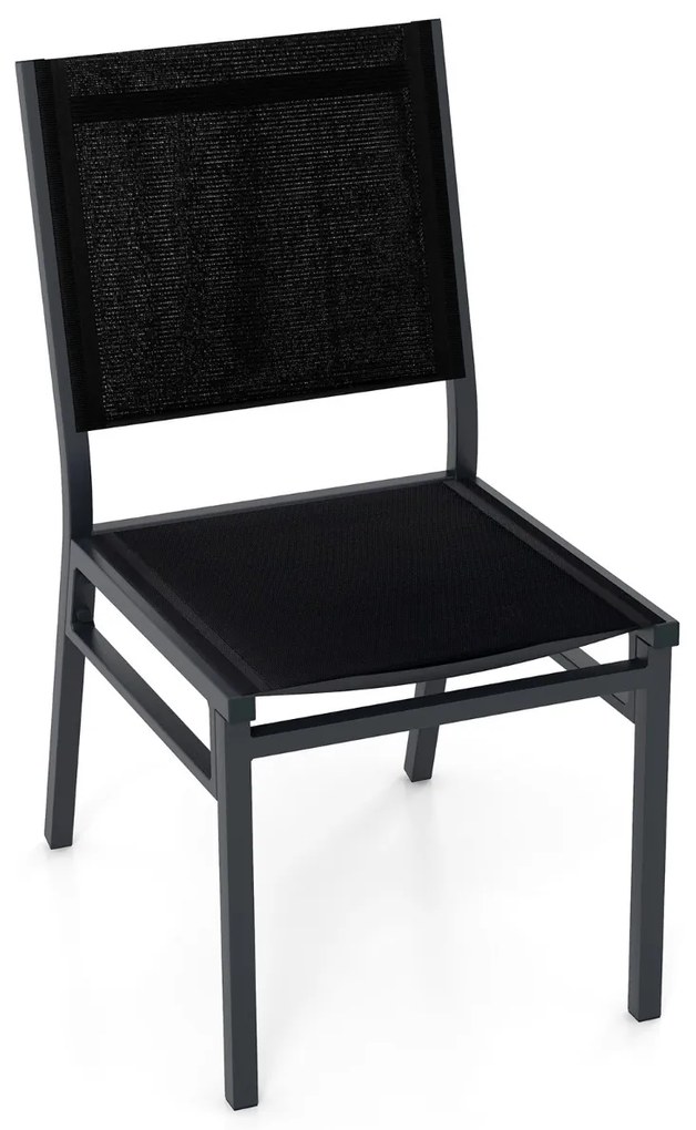 Cadeira de jardim (1 Unidade) com assento de encosto respirável e estrutura de alumínio robusta para varanda Jardim Preto