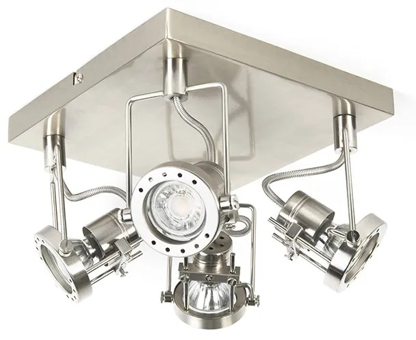 Foco industrial em aço com 4 luzes rotativas e inclináveis - Suplux