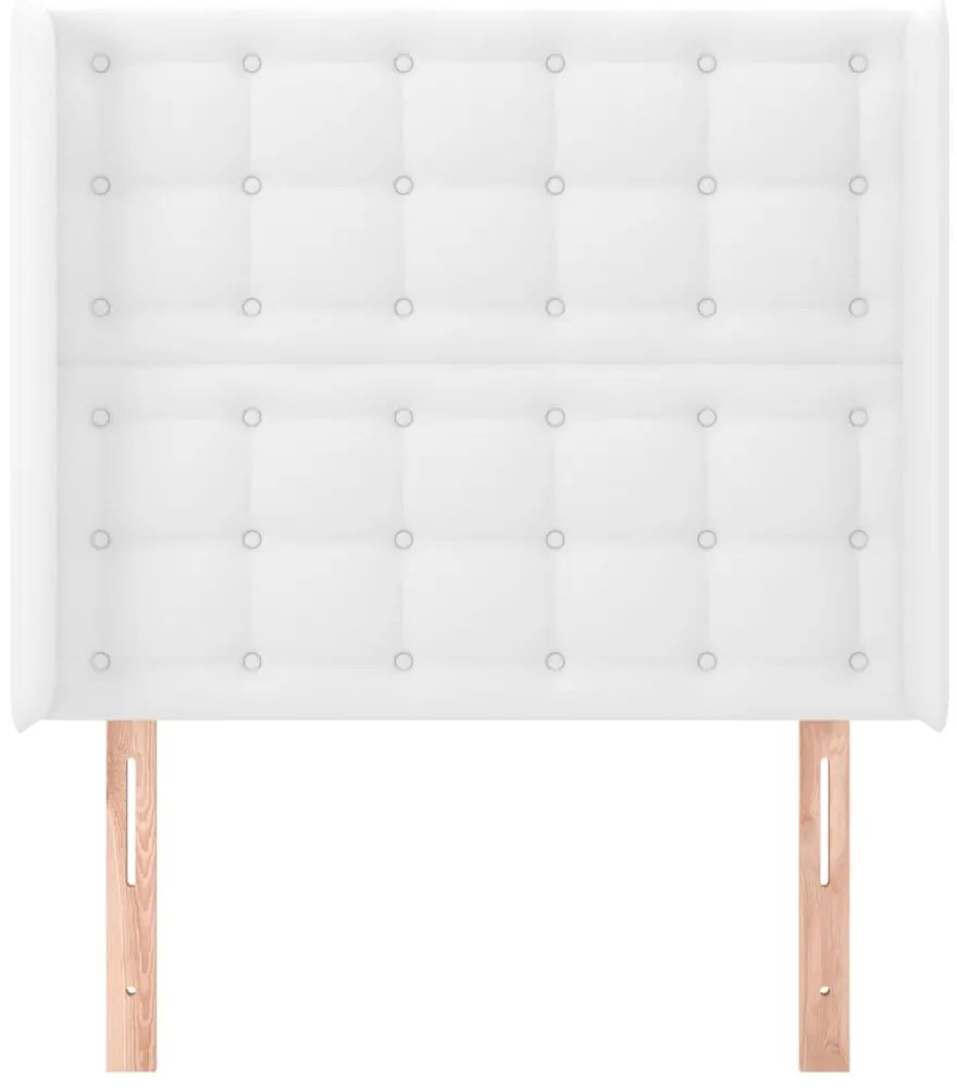 Cabeceira cama c/ abas couro artificial 103x16x118/128cm branco