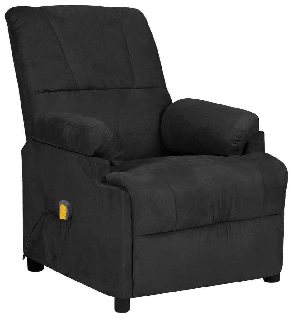vidaXL Poltrona de massagens reclinável camurça artificial preto