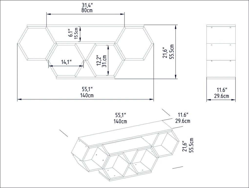 Móvel TV Bal – Branco – 140 cm x 29,6 cm x 55,5 cm