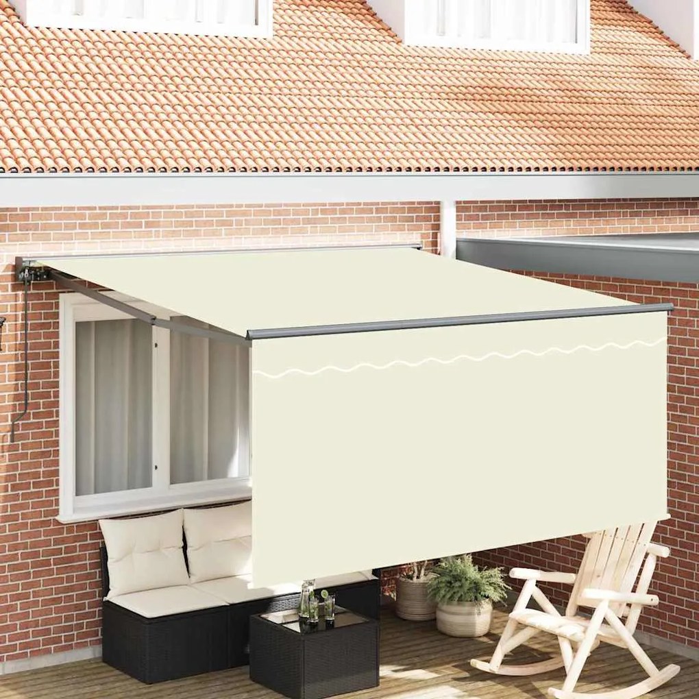 vidaXL Toldo Retrátil Manual Creme 350 x 250 cm Poliéster e Alumínio