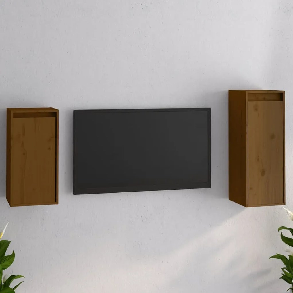 vidaXL Móveis de TV 2 pcs madeira de pinho maciça castanho-mel
