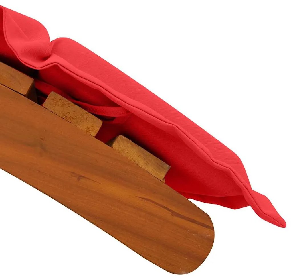 Espreguiçadeiras vidaXL com almofadas 2 pcs Vermelho Madeira de Acácia