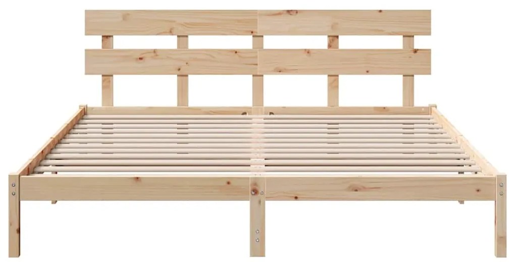 Estrado de Cama com Cabeceira 180x200 cm Madeira Maciça de Pinho
