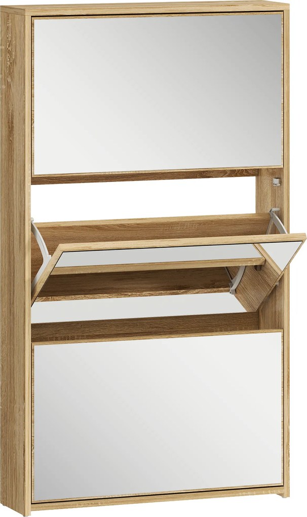HOMCOM Sapateira Entrada Estreita Móvel para 9 Sapatos com Espelho para Corredor Espaços Reduzidos 65x17x114,5 cm Madeira | Aosom Portugal