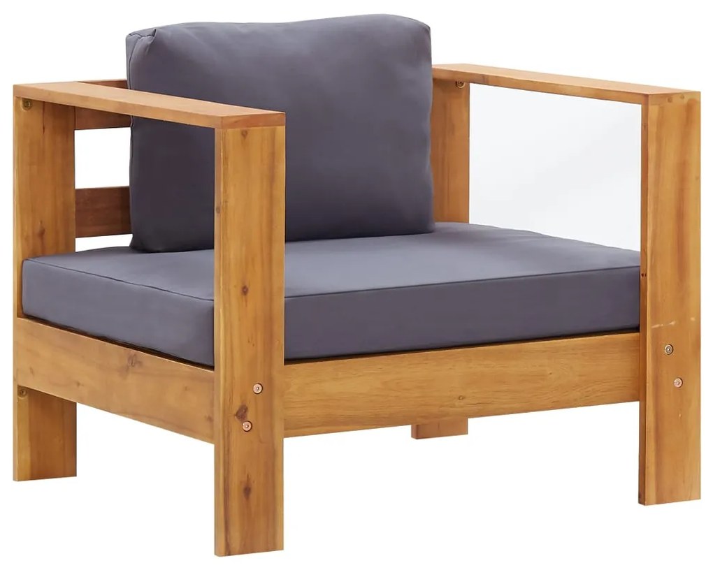 47275 vidaXL Cadeira de jardim c/ almofadão acácia maciça cinzento-escuro