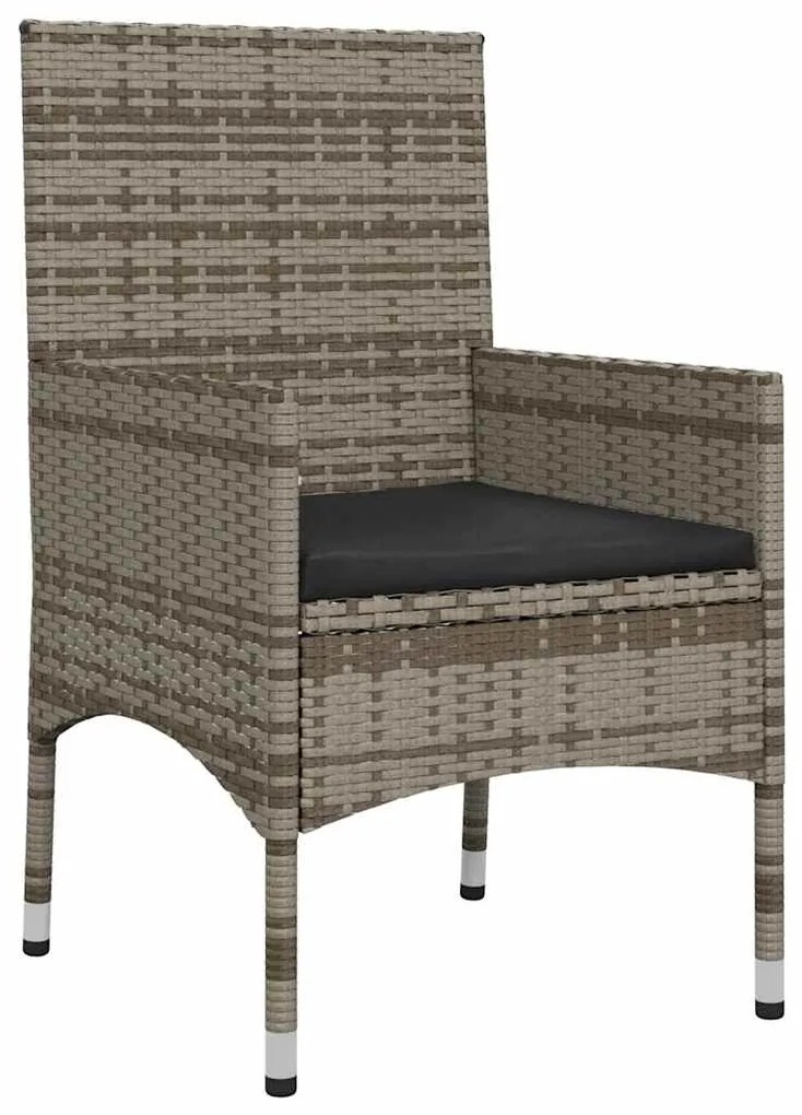 4 pcs conjunto lounge de jardim c/ almofadões vime PE cinzento