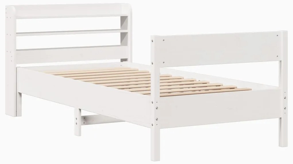 Cama sem colchão 75x190 cm madeira de pinho maciça branco