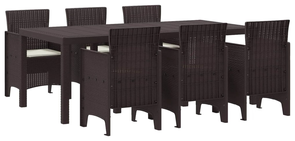 vidaXL Conjunto de Jantar para Jardim 7 pcs Castanho Polipropileno