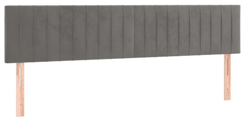 Cabeceira de cama c/luzes LED veludo 160x5x78/88 cm cinza-claro