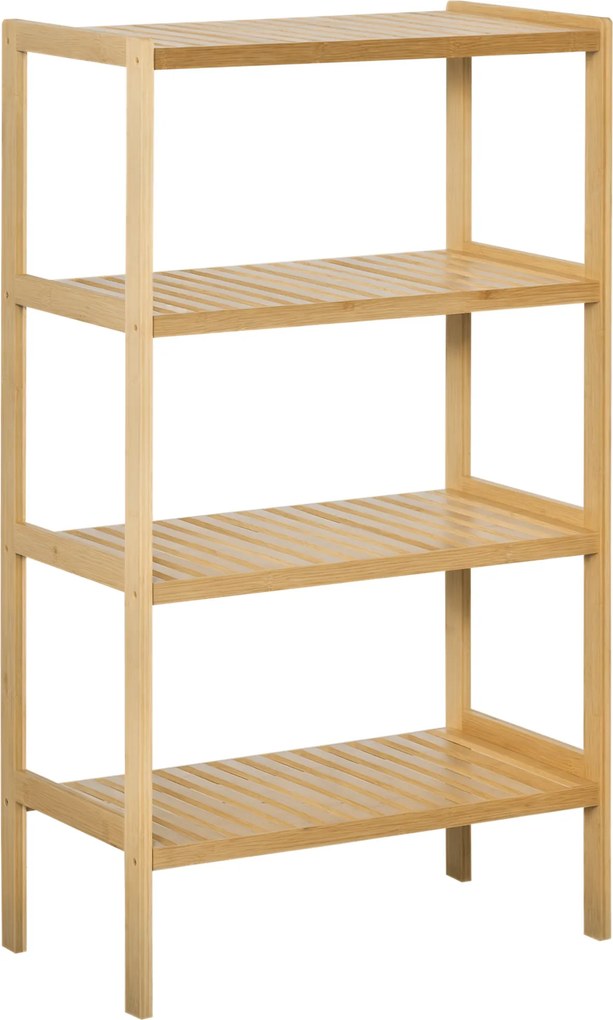 HOMCOM Estante Bambu 4 Níveis Organizador Multifuncional Casa Banho Cozinha Sala Estar 62x33x112cm Cor Natural | Aosom Portugal