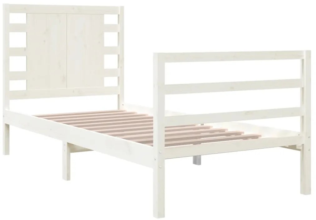 Cama sem colchão 75x190 cm madeira de pinho maciça branco