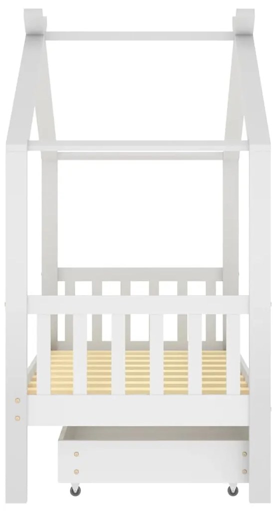 Estrutura cama criança c/ gaveta 80x160 cm pinho maciço branco