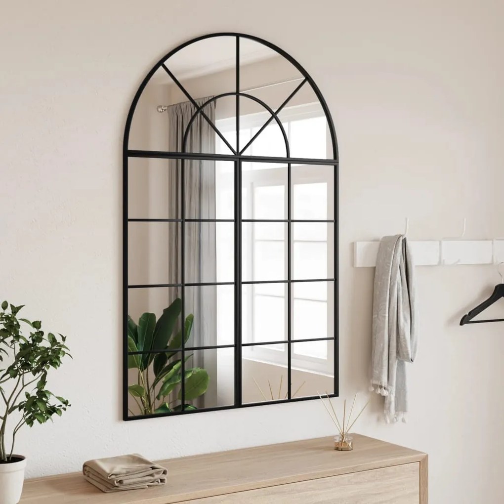 vidaXL Espelho de parede arqueado 80x120 cm ferro preto