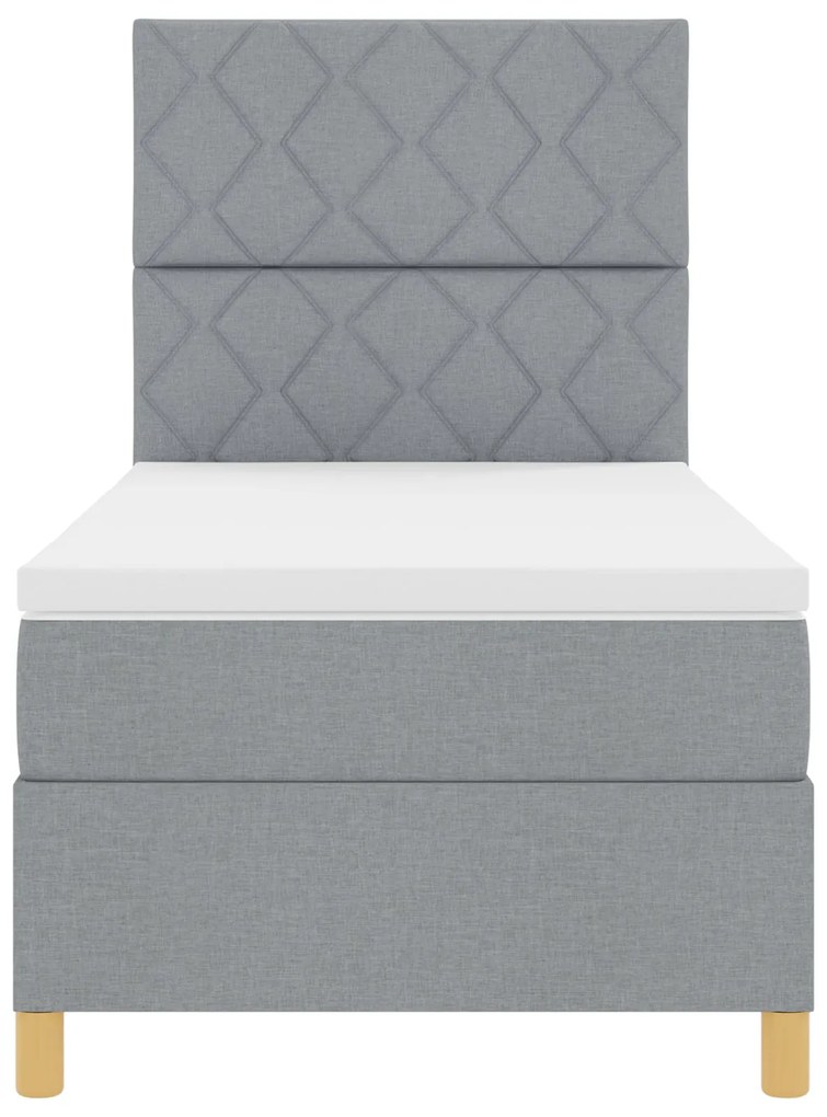 Cama Box Spring com Colchão Cinza Claro 90x200 cm Tecido
