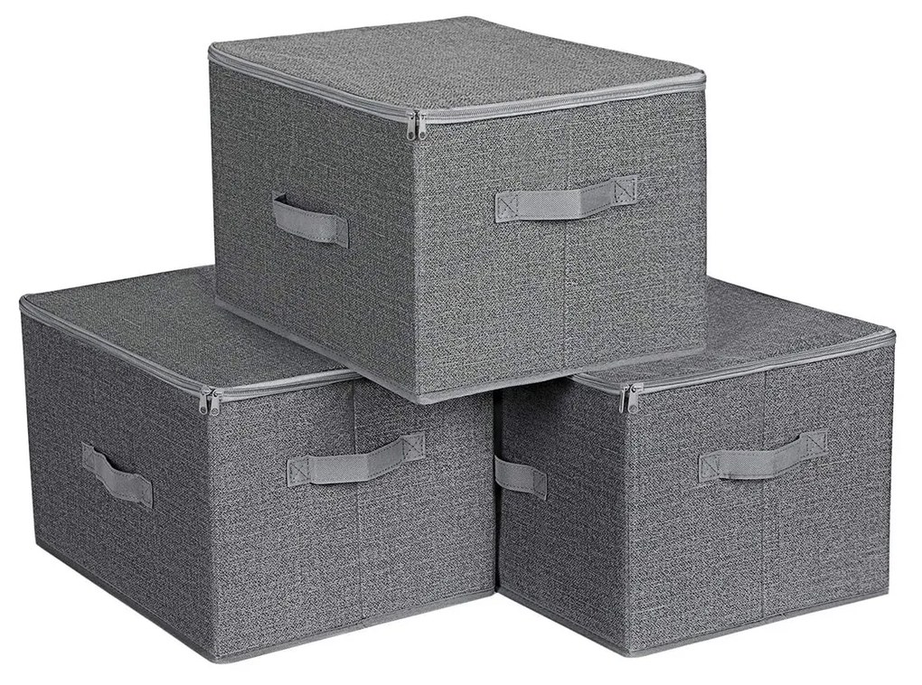 Caixas de armazenamento SONGMICS com tampas, cestos de armazenamento dobráveis ​​com alças, organizador de roupas e brinquedos, cinza RYZB03G