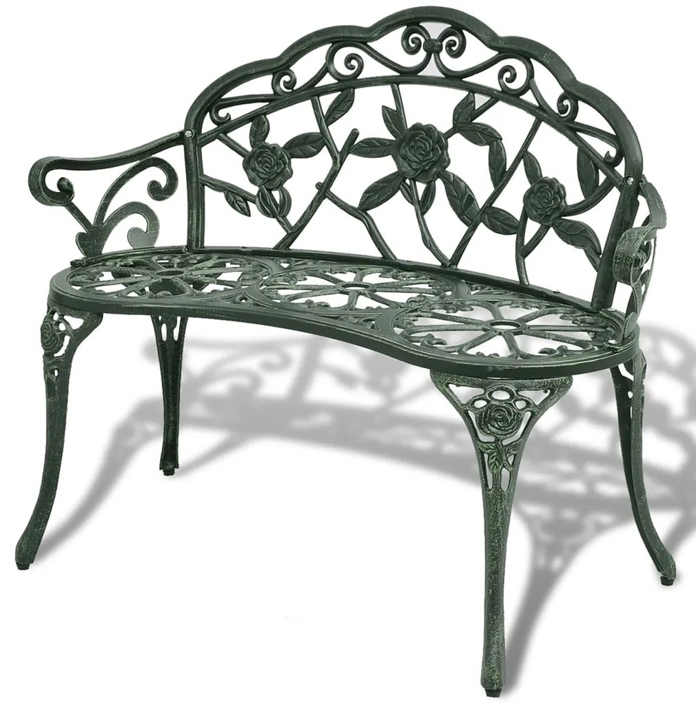 vidaXL Banco de jardim 100 cm alumínio fundido verde