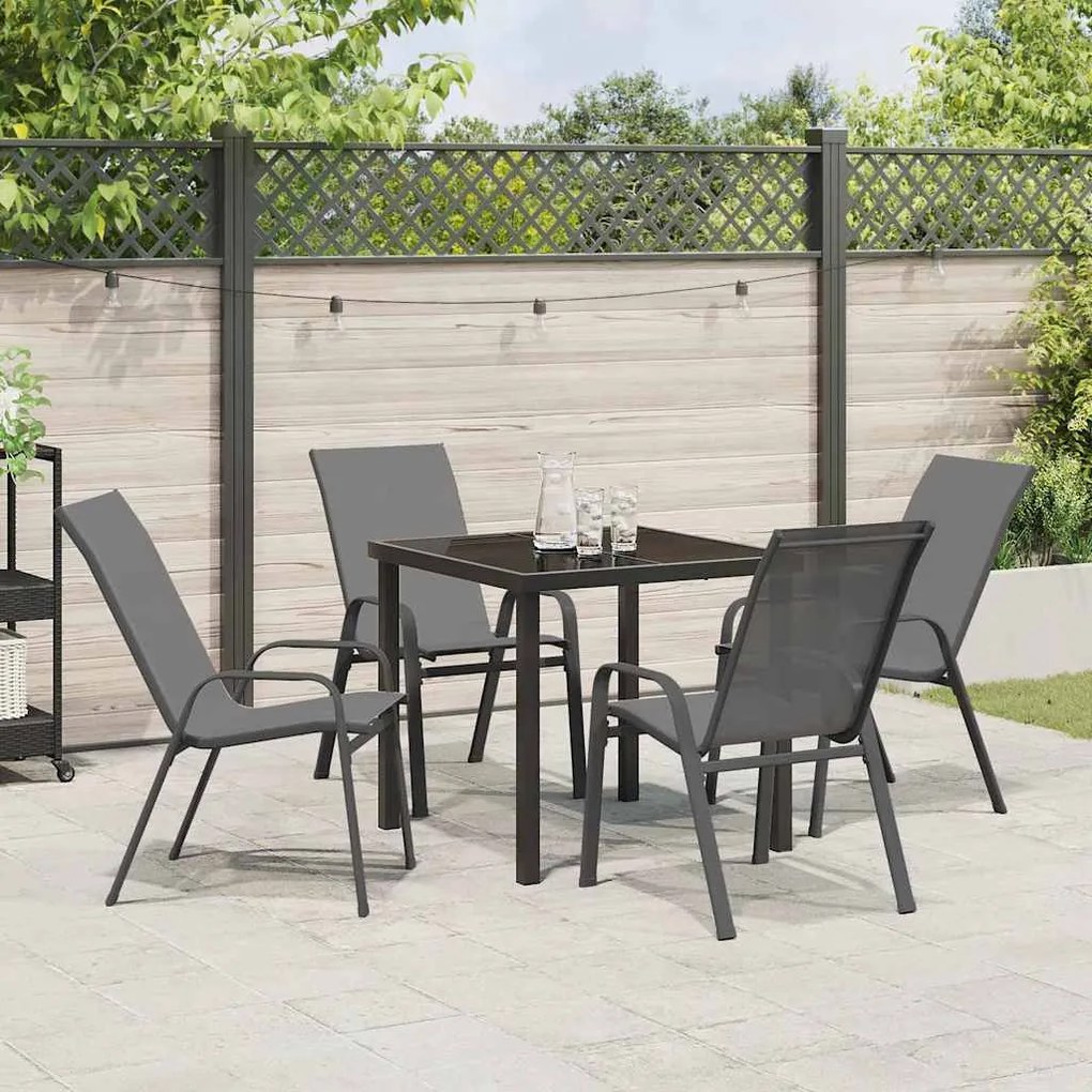 Conjunto de Jardim com 5 Peças - Aço e Textileno Cinza